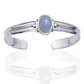 Adjustable Sterling Silver Cuff Bracelet with a Rainbow Moonstone Center Gem - Silver Insanity