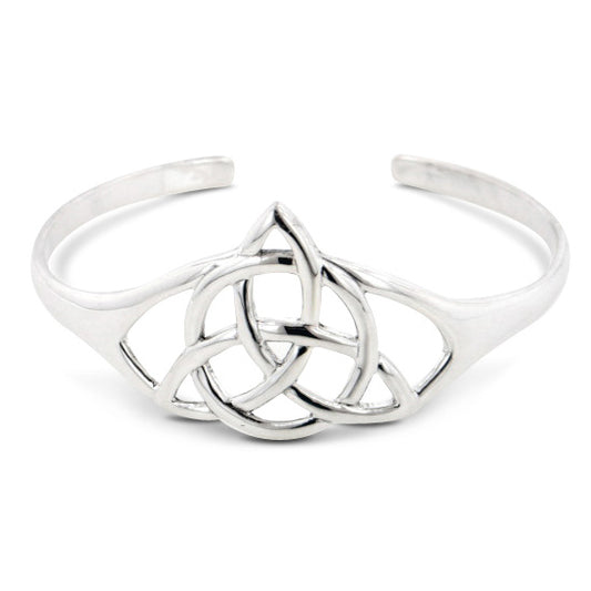 Triquetra Celtic Knot Sterling Silver Cuff Bracelet 7" - Silver Insanity