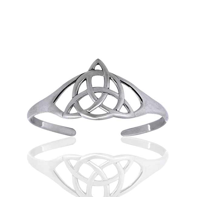 Triquetra Celtic Knot Sterling Silver Cuff Bracelet 7" - Silver Insanity