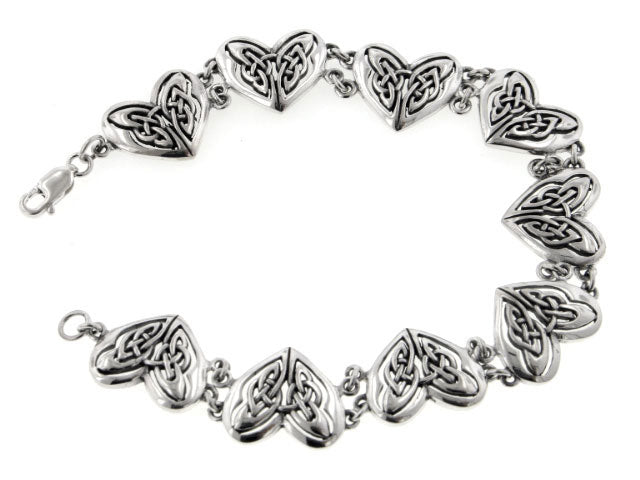 Celtic Trinity Knot Eternal Heart Bracelet Sterling Silver 7.5" - Silver Insanity