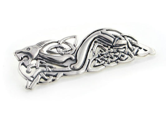 Sterling Silver Celtic Knot Wolf Animorphic Beast Pin Brooch - Silver Insanity