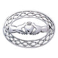 Oval Framed Celtic Claddagh Sterling Silver Pin Brooch, Medium Sized - Silver Insanity