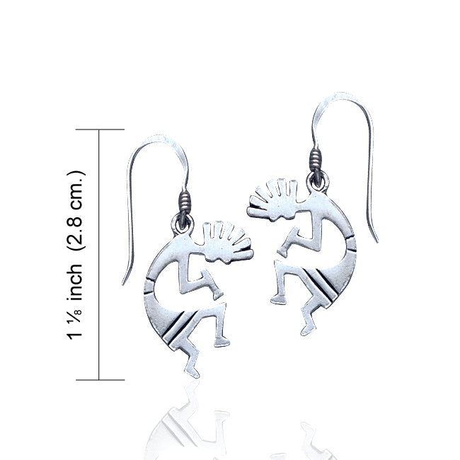 Kokopelli Southwestern Spirit of Music Sterling Silver Hook Earrings - Silver Insanity