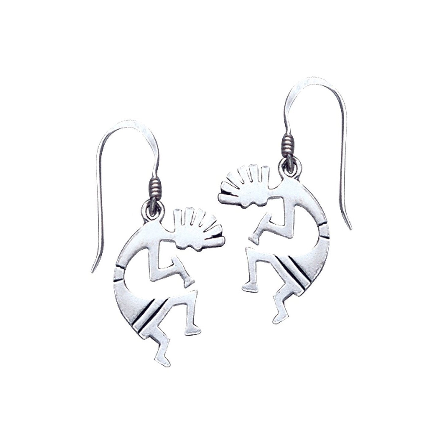 Kokopelli Southwestern Spirit of Music Sterling Silver Hook Earrings - Silver Insanity