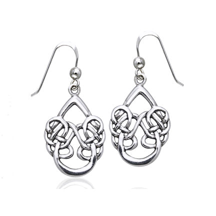 Unusual Sterling Silver Dancing Water Celtic Knot Hook Earrings - Silver Insanity