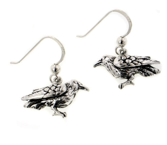 The Black Raven Sterling Silver Dark Birds of Beauty Hook Earrings - Silver Insanity