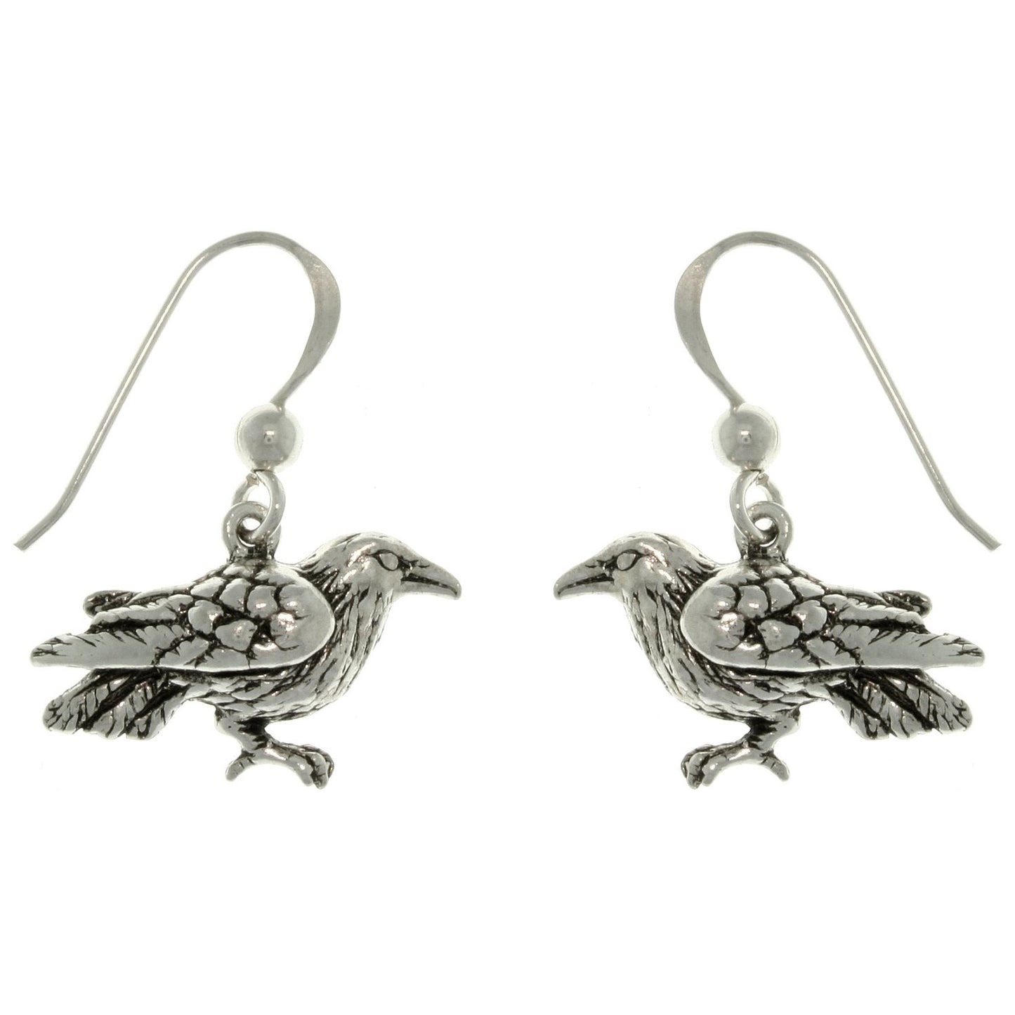 The Black Raven Sterling Silver Dark Birds of Beauty Hook Earrings - Silver Insanity