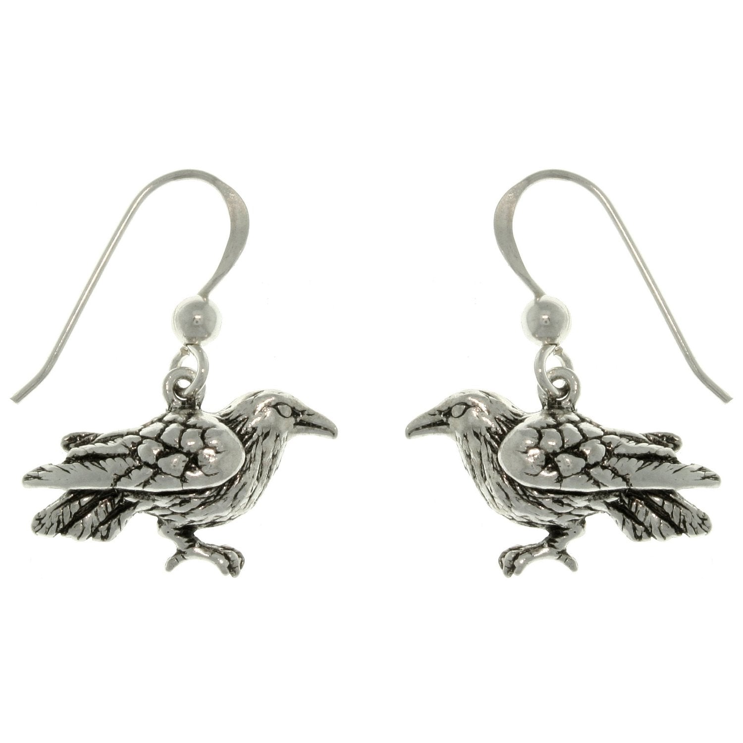 The Black Raven Sterling Silver Dark Birds of Beauty Hook Earrings - Silver Insanity