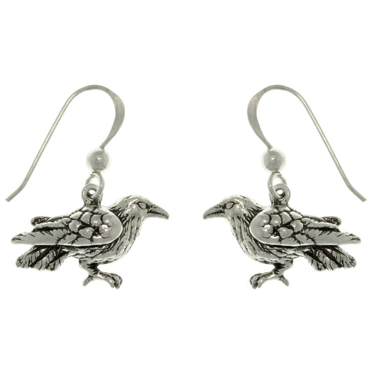 The Black Raven Sterling Silver Dark Birds of Beauty Hook Earrings - Silver Insanity