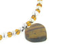 Sterling Silver Beaded 16" Choker Necklace with Genuine Tiger Eye Heart Pendant - Silver Insanity