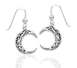 Sterling Silver Celtic Knot Crescent Moon Earrings - Silver Insanity