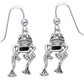 Moveable Detailed Sterling Silver FROG Face and Legs Hook Earrings - Silver Insanity