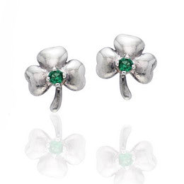 Irish Lucky Clovers - Shamrock Sterling Silver Post Stud Earrings - Silver Insanity