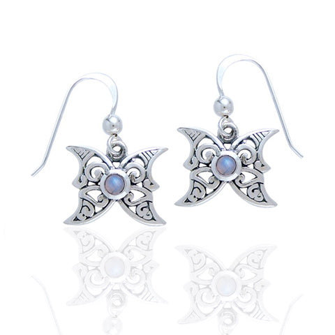 Sterling Silver Moon Celtic Rainbow Moonstone Earrings - Silver Insanity