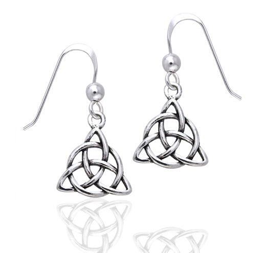 Celtic Triquetra Knot Triangle Sterling Silver Earrings - Silver Insanity