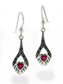 Marcasite and Synthetic Ruby Graduated Heart Drop Sterling Silver Earrings - Silver Insanity