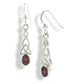 Sterling Silver Celtic Knot and Genuine Red Garnet Hook Earrings - Silver Insanity