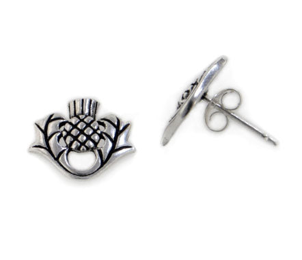 Scottish Thistle Sterling Silver Post Stud Earrings - Silver Insanity