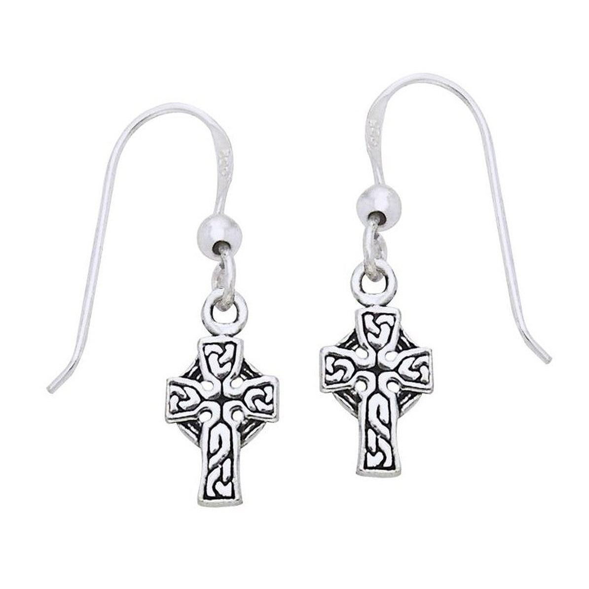 Small Sterling Silver Irish Celtic Knot Cross Hook Earrings - Silver Insanity
