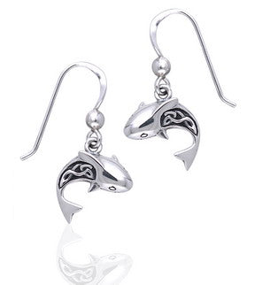 Celtic Knot Ocean Shark Sterling Silver Hook Earrings - Silver Insanity