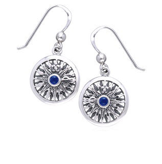 Celtic Voyage - Nautical Sea Compass Sterling Silver Earrings with Blue Lapis - Silver Insanity