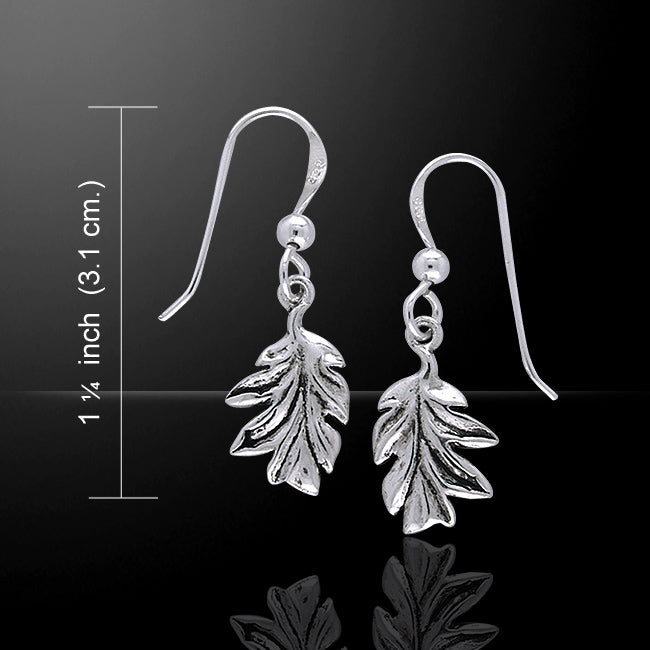 Mighty Oak Leaves -  Secrets of the Wood Sterling Silver Tree Leaf Earrings - Silver Insanity
