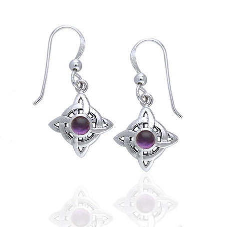 Wheel of Being Amethyst Celtic Sterling Silver Earrings - Silver Insanity