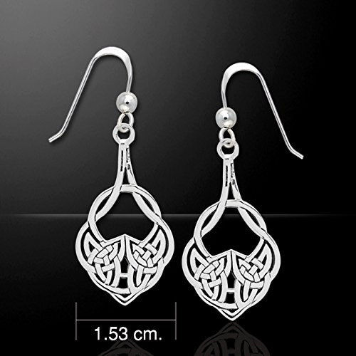 Medium Sterling Silver Celtic Knot Hook Dangle Drop Earrings - Silver Insanity