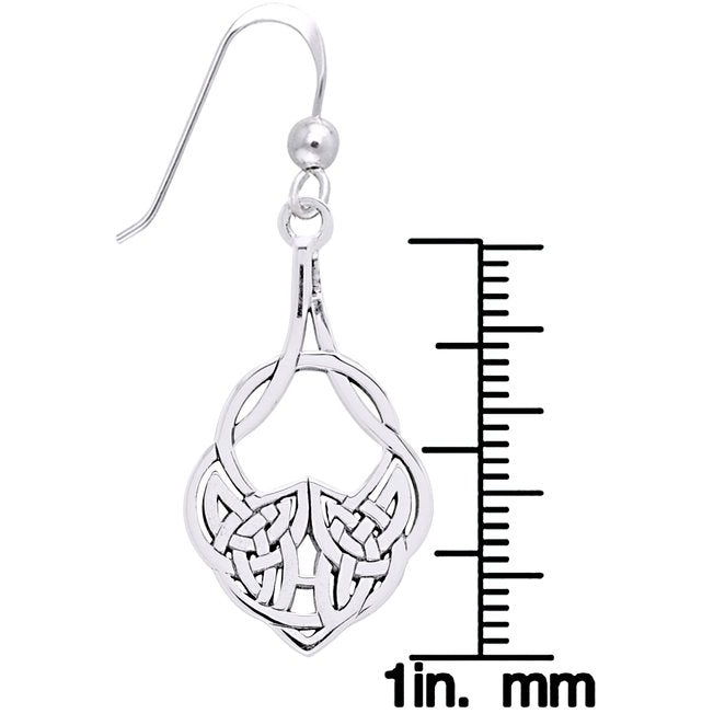 Medium Sterling Silver Celtic Knot Hook Dangle Drop Earrings - Silver Insanity