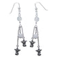Swinging Dragons Rainbow Moonstone Beads Sterling Silver Chain Dangle Earrings - Silver Insanity