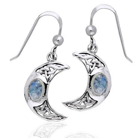 Moon Spirit Celtic Moonstone Sterling Silver Earrings - Silver Insanity
