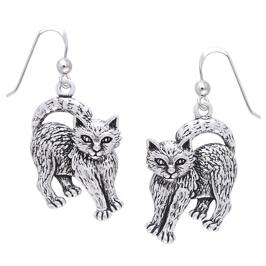 Whimsical Movable Head Kitty Cat Earrings in Solid Sterling Silver - Silver Insanity