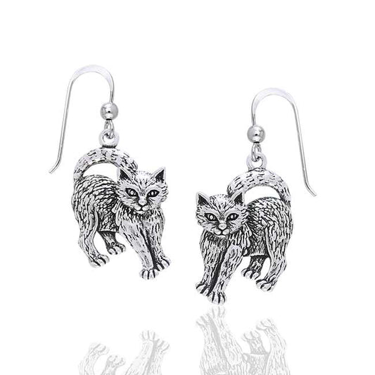 Whimsical Movable Head Kitty Cat Earrings in Solid Sterling Silver - Silver Insanity