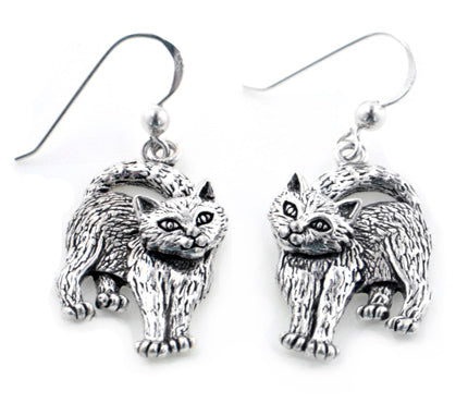 Whimsical Movable Head Kitty Cat Earrings in Solid Sterling Silver - Silver Insanity