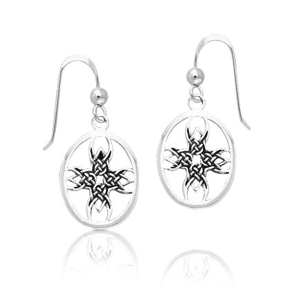 Tribal Cross Celtic Knotwork Sterling Silver Earrings - Silver Insanity