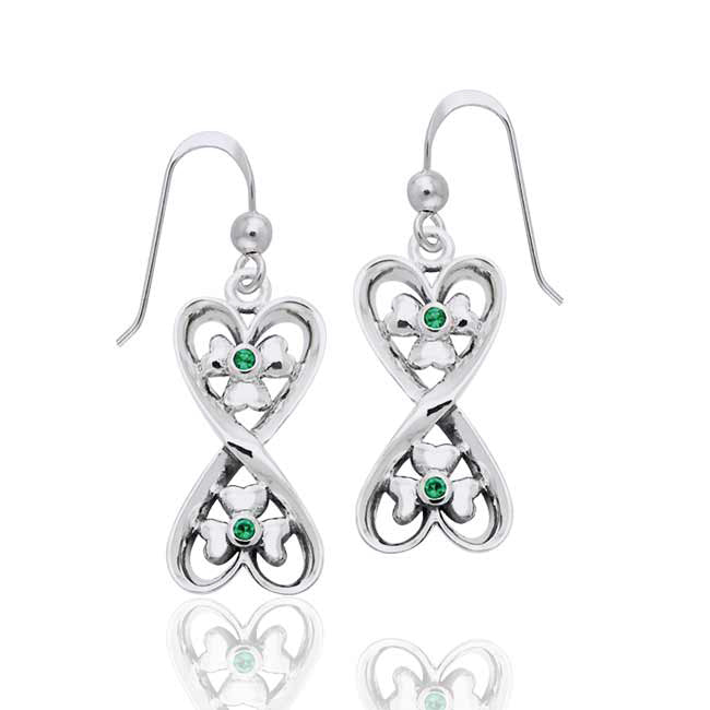 Lucky in Love - Irish Shamrock Hearts Sterling Silver Earrings - Silver Insanity