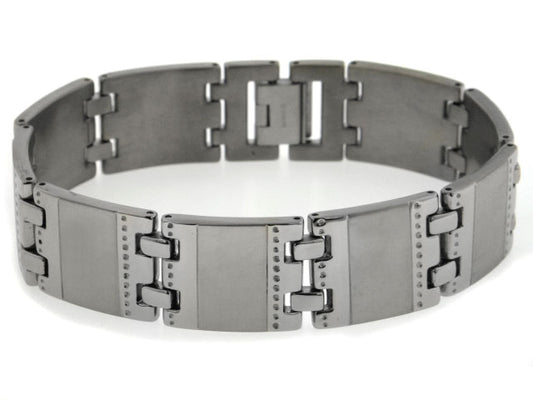 Mens Rugged Brushed Matte Titanium Link Cobra Bracelet - Silver Insanity