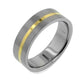 7mm Gold Tone Stripe Titanium Wedding Band Ring - Silver Insanity