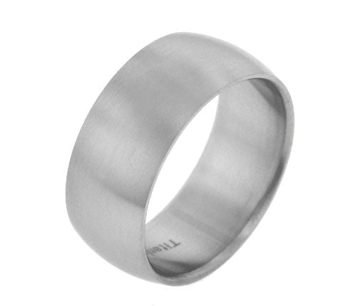 10mm Wide Mens Titanium Brushed Satin Wedding Band Ring - Silver Insanity