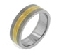 Etched Golden Stripe Titanium Wedding Band Ring - Silver Insanity