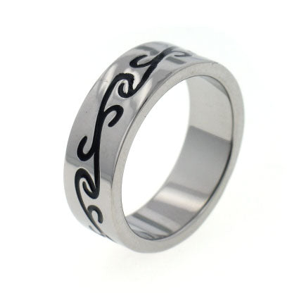 Titanium Black Celtic Scroll Wedding Band Ring - Silver Insanity