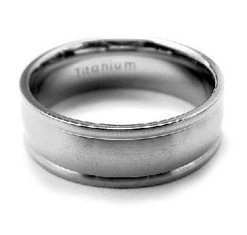 7mm Wide Mens Solid Titanium Classic Wedding Band Ring - Silver Insanity
