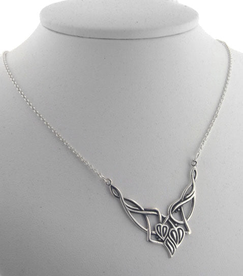 Celtic Knot Vine and Leaves Sterling Silver Necklace - Silver Insanity