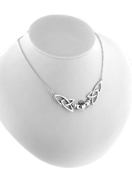 Sterling Silver Celtic Claddagh Trinity Knot Adjustable 18" Necklace - Silver Insanity
