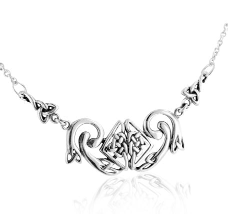 Intricate Celtic Serpent Knot Adjustable 18" Sterling Silver Necklace - Silver Insanity