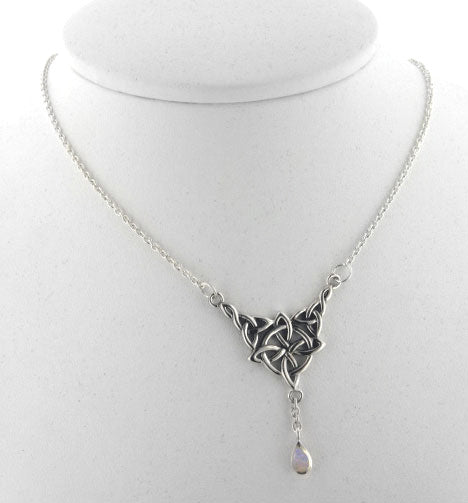 Sterling Silver Celtic Knot Star Moonstone 17" Necklace - Silver Insanity