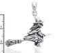 Salem Witch with Hat on Broom Charm Pendant Sterling Silver - Silver Insanity