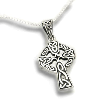 Celtic Knot Sun Cross Sterling Silver Pendant with 18" Necklace - Silver Insanity