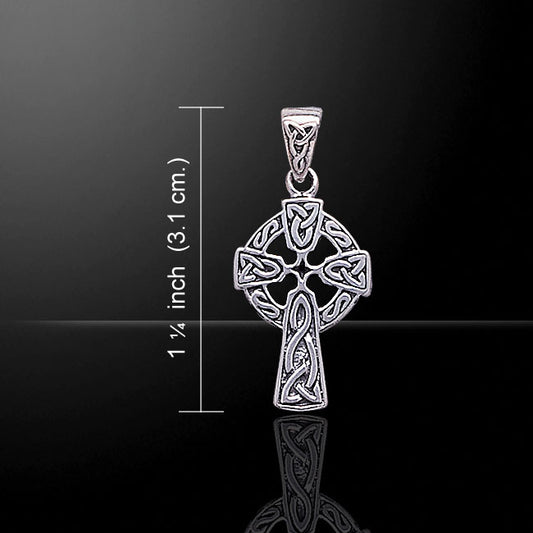 Celtic Knot Sun Cross Sterling Silver Pendant with 18" Necklace - Silver Insanity