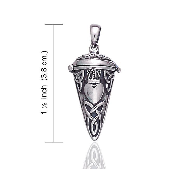 Celtic Knot Heart Sterling Silver Pendulum Box Necklace - Silver Insanity